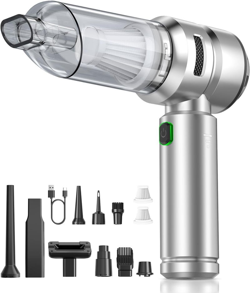VNOST Car Vacuum,3 Suction Modes,Portable Mini Cordless Cleaner with 24000pa Suction Power,Type-C Charge,Handheld Vacuum for Home,Car,Birthday Gifts for Men Dad Husband (Starlight Bright Silver) - Image 1